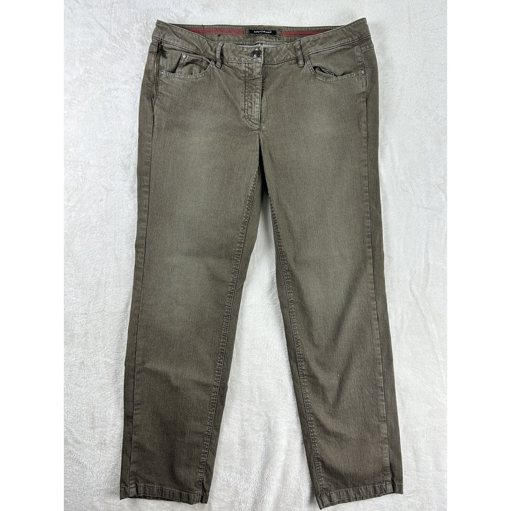 Luisa Cerano Jeans Womens Size US 14 Straight Leg Denim Tan Brown Stretch Zip